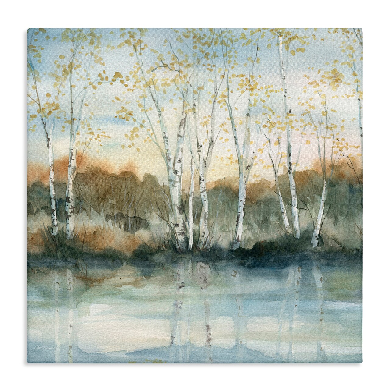 Stupell Industries Birch Tree Lake Reflections Canvas Wall Art